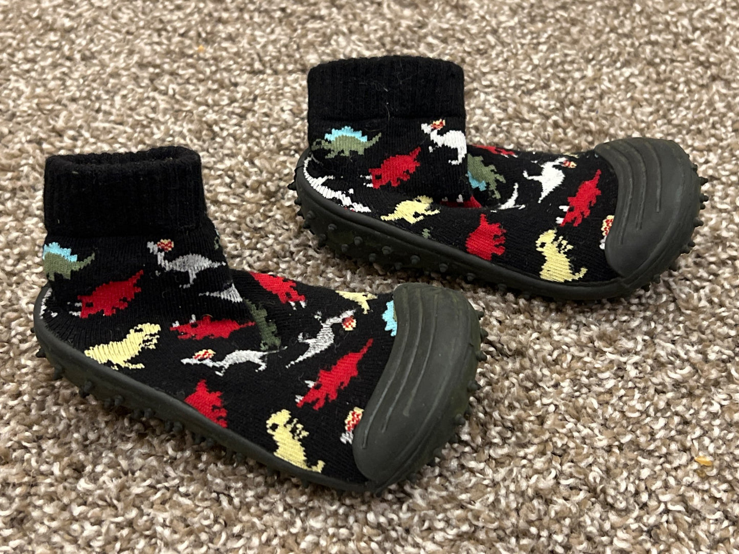 Black Dinosaur Sock shoes with rubber soles, size 8, VGUC, Shoes 8 (Toddler:2-4yr)