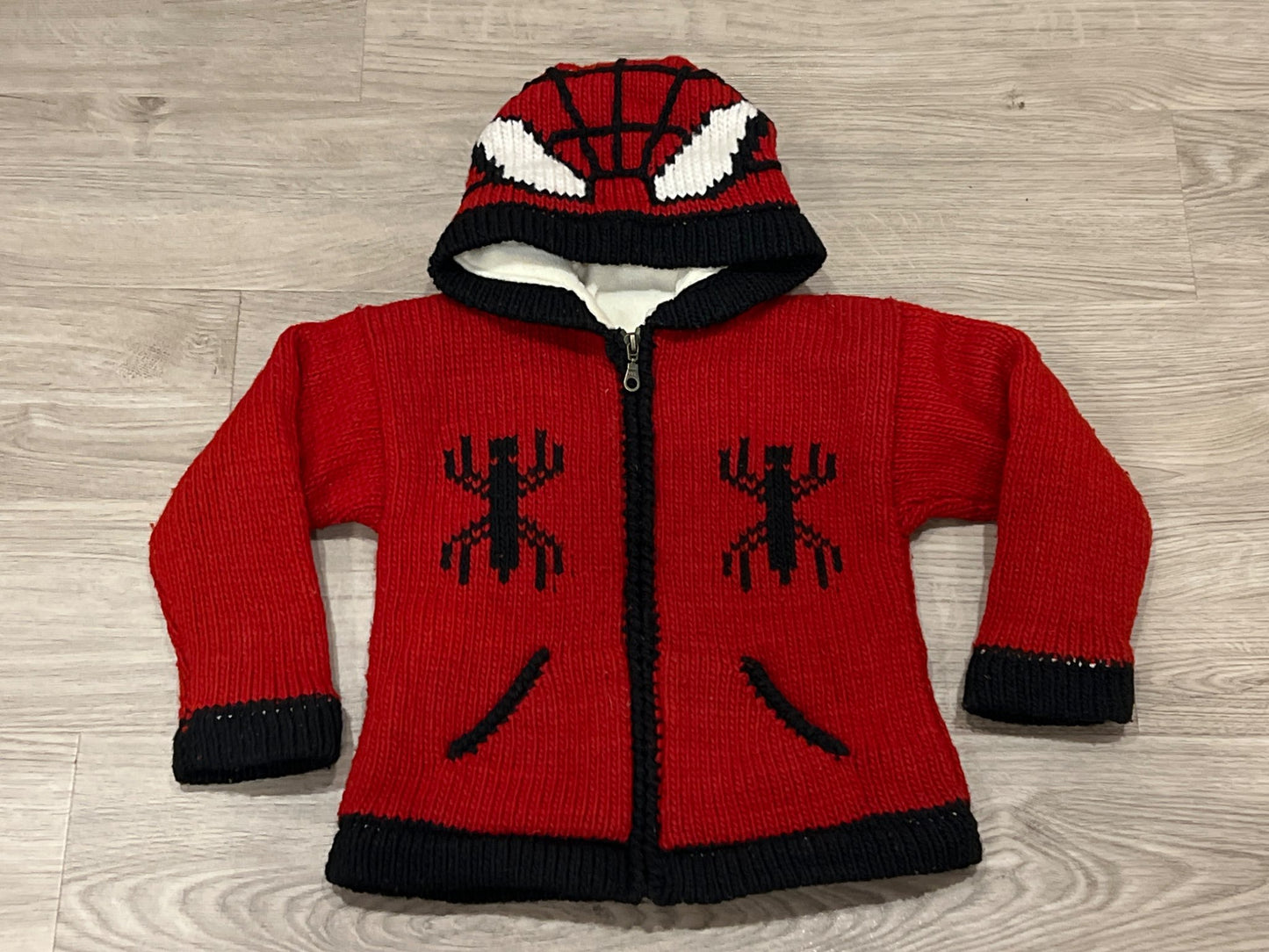 Knit Spiderman Sweater, Fleece-lined, Ecuathentic, Approx size 3-4 yrs, EUC, MSRP $65.00, Kids 3T