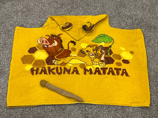Disney's Lion King Hooded Towel, Pumba, Simba and Timone, VGUC