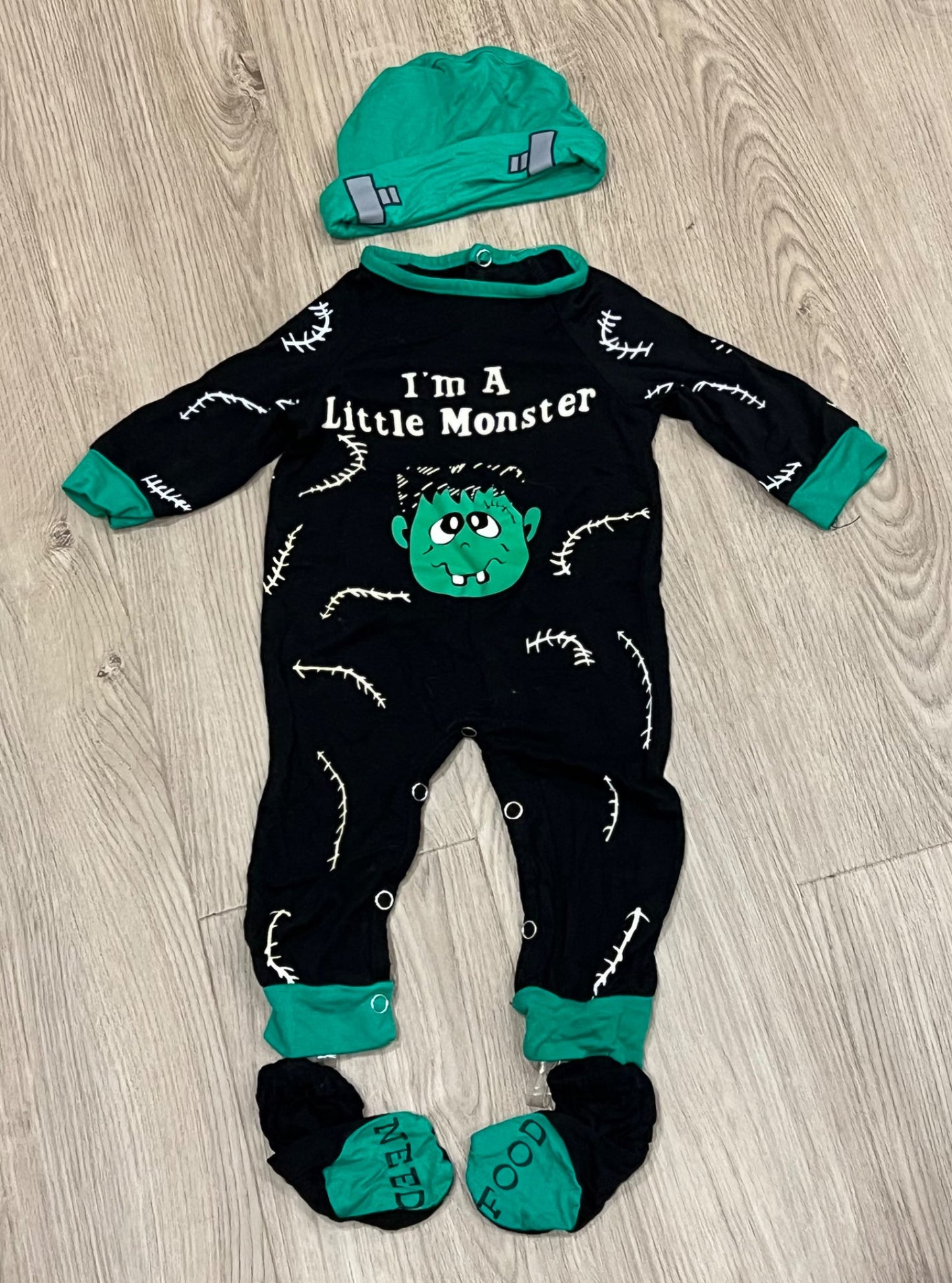 Frankenstein, Halloween outfit, costume, lightwieght, size 3-6mos, VGUC, Kids 6 Month (3-6M)