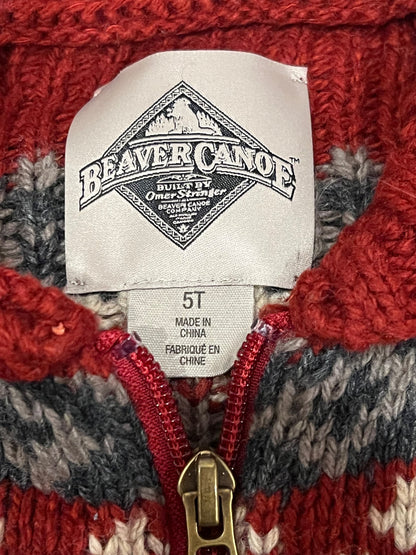 Beaver Canoe Zip Up Knit Sweater Cardigan, size 5T, EUC , Kids 5/5T