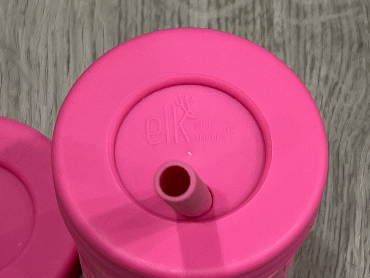 elk and friends, Stainless Steel with Pink Straw/Lid/Grip Cup with Silicone Grip, Never Used, EUC