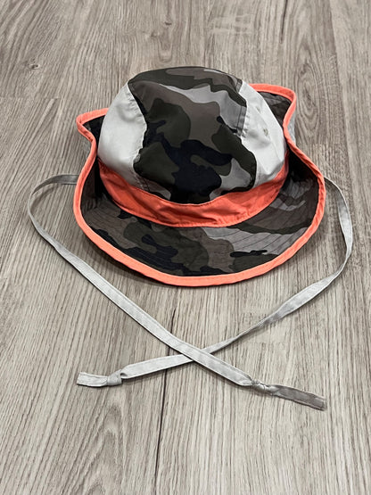 Brown Camouflage Camo Brimmed Sun Hat with Florescent Orange accents, size 3-4 yrs, VGUC