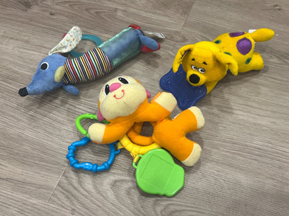 Bundle or soft rattle and tactile toys for infant, VGUC (Skip*hop, the First Years, Playskool brands)