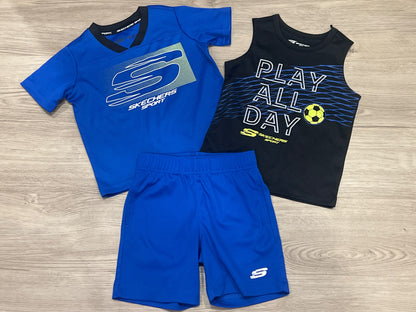 Boys Skechers 3-pc Tank Top, T-shirt and Shorts Set, size 4T, EUC, Kids 4/4T