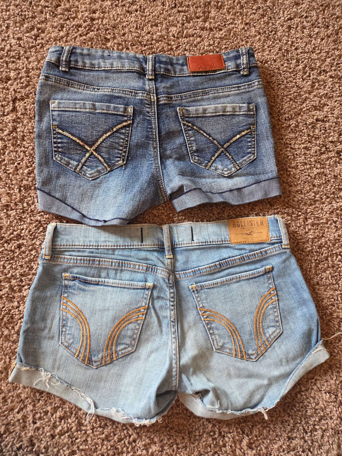 2 x girls denim shorts, size 14, Kids 12 & 14 (large)