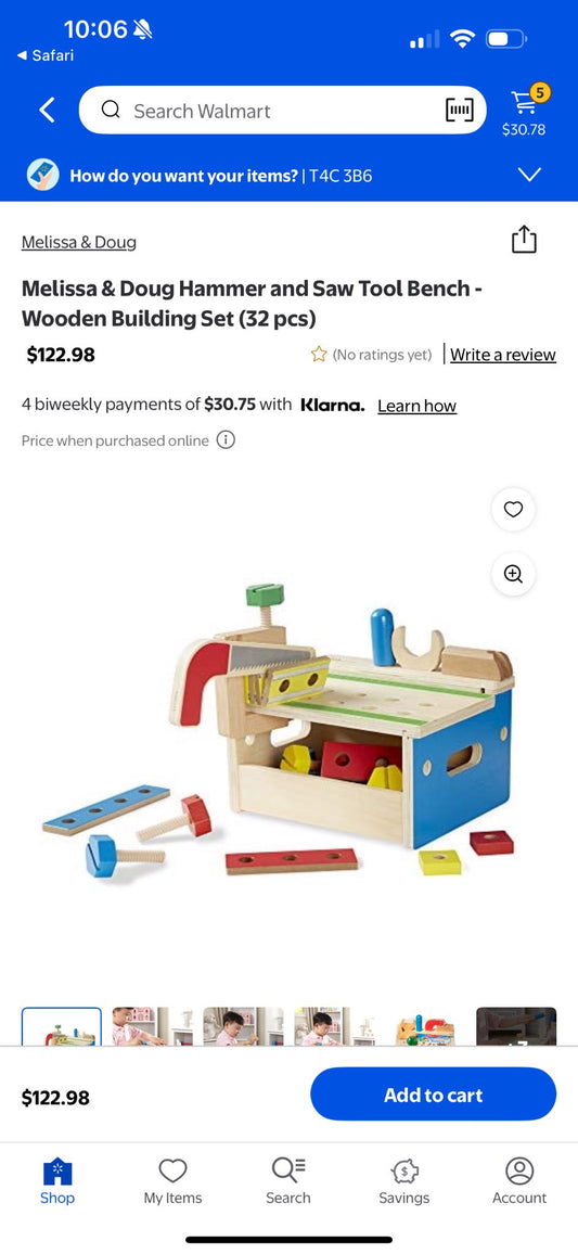 Melissa and Doug hammer and saw tool bench