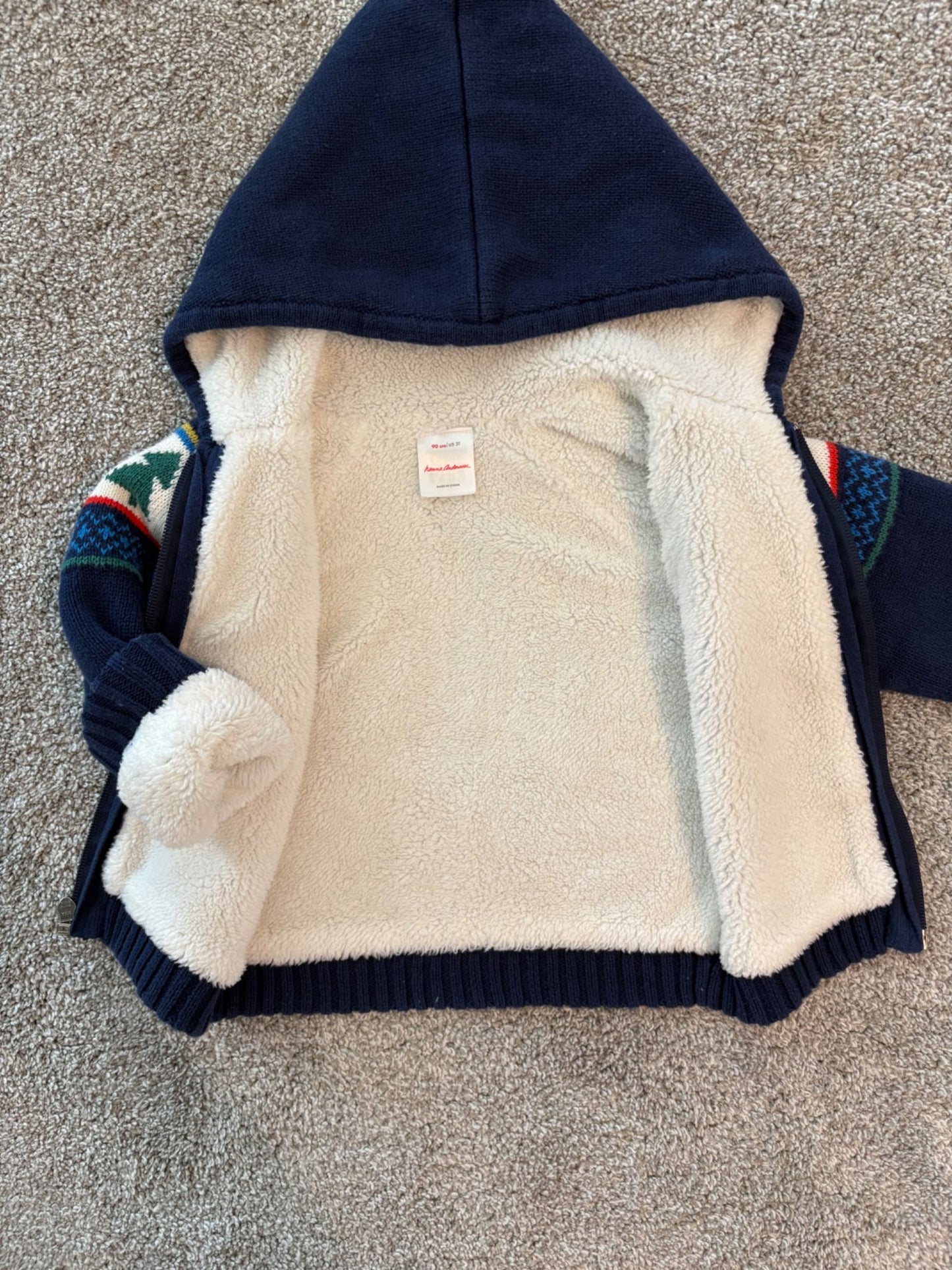 Hanna Andersson Sherpa Lined Hoodie/Sweater Size 3T - thick, warm and perfect for christmas! , Kids 3T