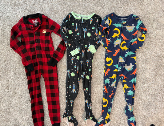 3T Pajama Bundle (see the red pajama's bear cheeks butt-flap!) Lazy One + Carter's Brands , Kids 3T