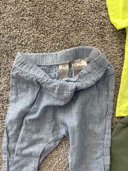 12M boy summer bundle - NWT carter's summer outfit + H&M linen summer pants + carter's sleeper , Kids 12 Month (9-12M)