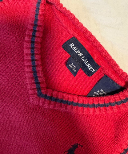 Ralph Lauren Red Sweater Vest 3-12 M , Kids 9 Month (6-9M)