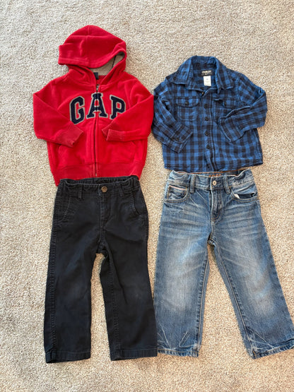 2T Bundle - 1 Baby Gap Hoodie, 2 Baby Gap Pants + 1 Oshkosh shirt , Kids 2T