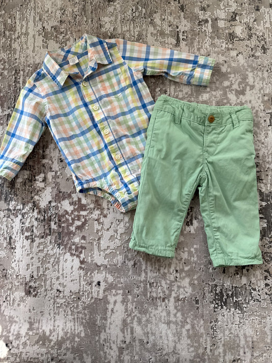 Baby Gap size 6-12m pastel outfits long sleeve shirt& pants, Kids 9 Month (6-9M)