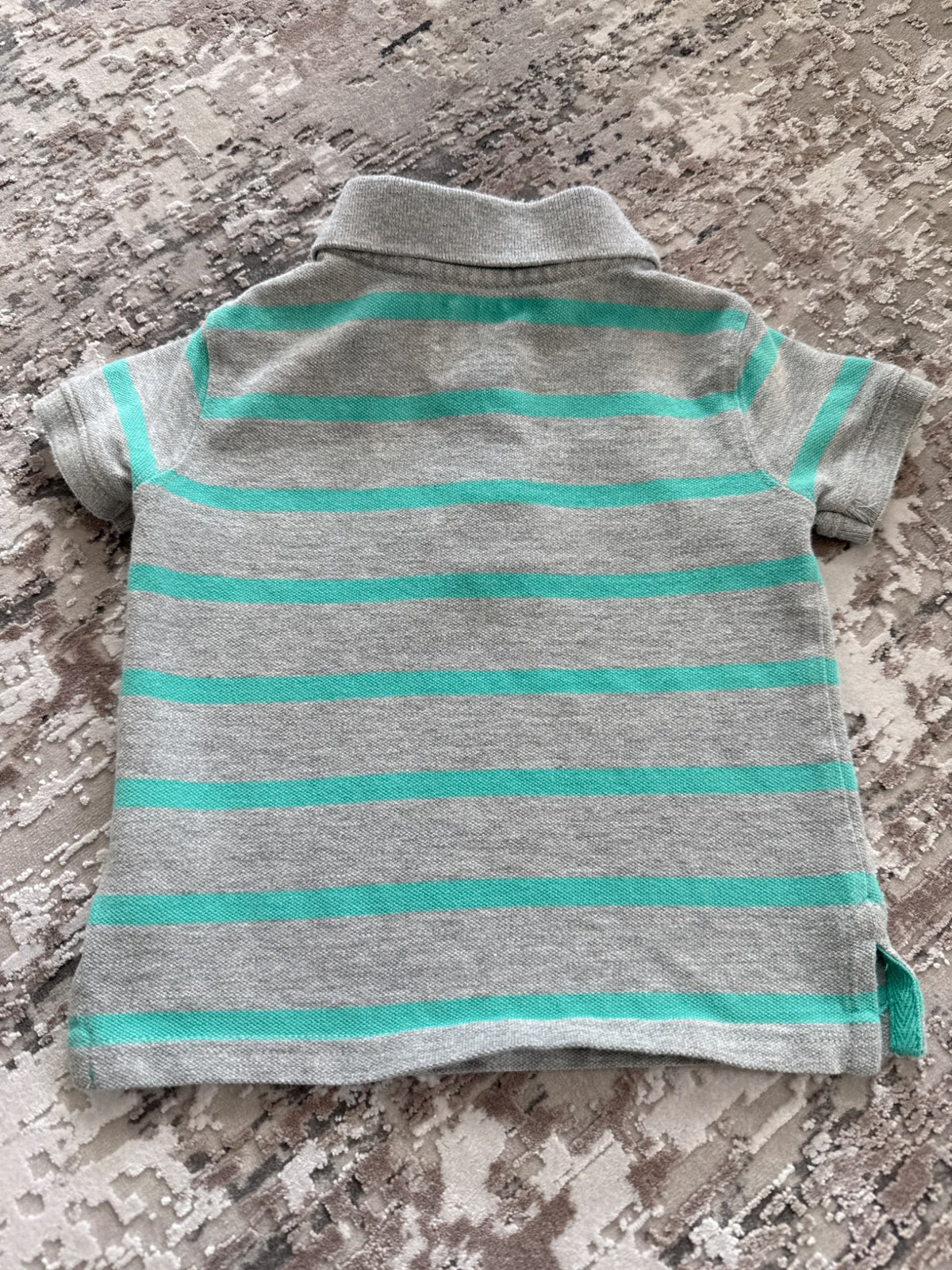 Baby Gap size 6-12m  grey  with green stripes polo shirt, Kids 12 Month (9-12M)