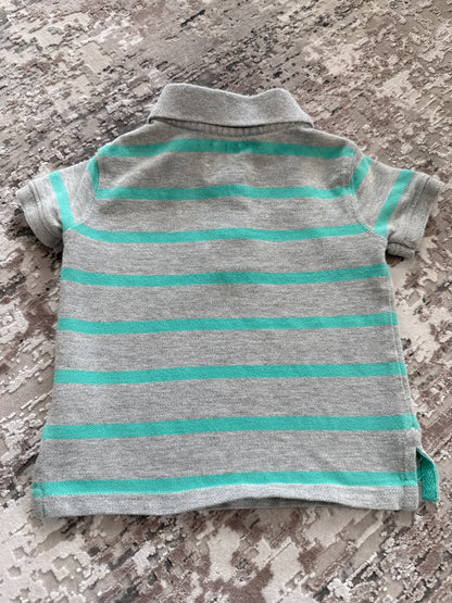 Baby Gap size 6-12m  grey  with green stripes polo shirt, Kids 12 Month (9-12M)