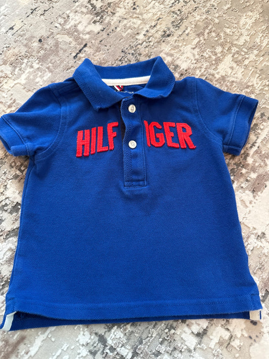 Tommy Hilfiger size 12m royal blue polo shirt with red logo, Kids 12 Month (9-12M)