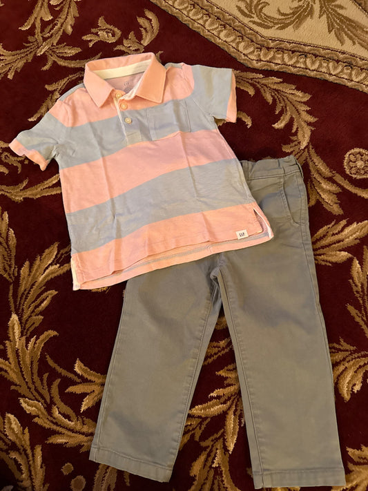 Gap size 2 pink grey shirt + grey pants , Kids 2T