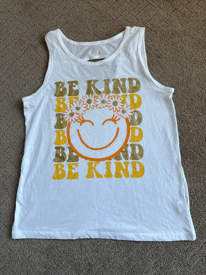 2Shirts size 14: 1 cat& jack yellow  with pink polk dot short& 1 children place be  kind tank, Kids 14