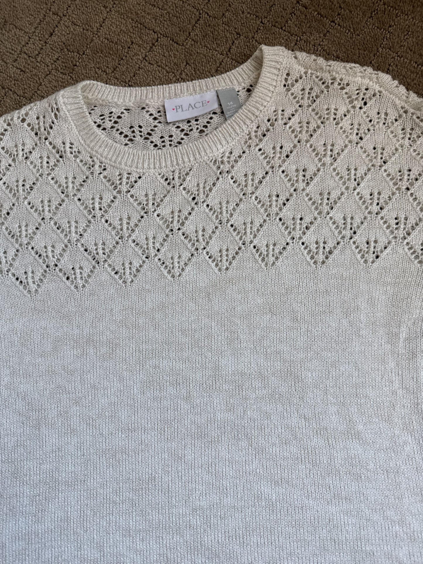 Children’s place size 14 cream gold sweater, Kids 14