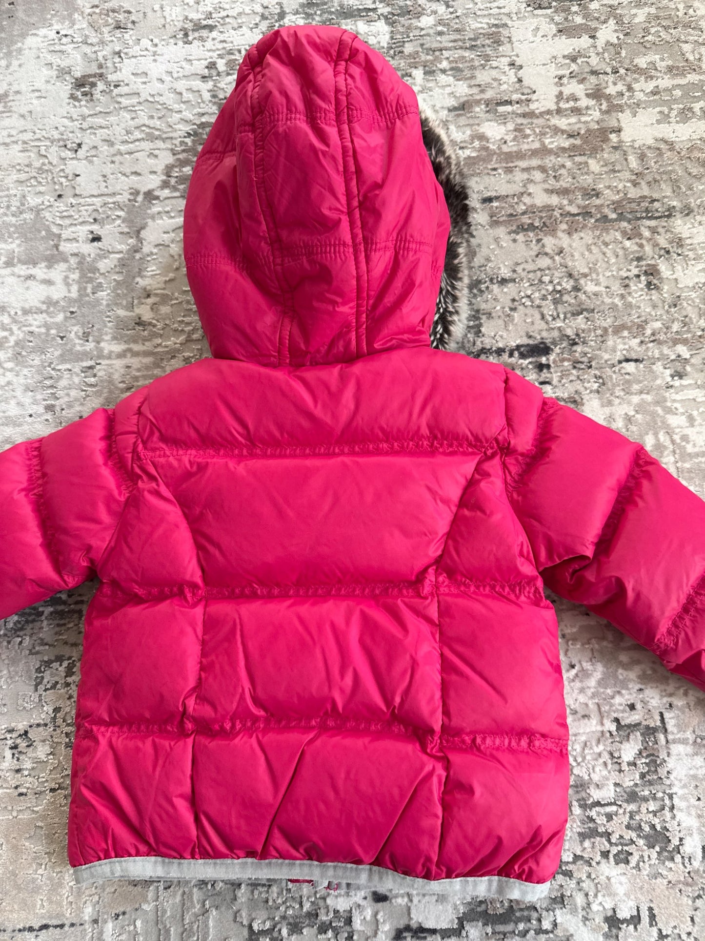 Tommy Hilfiger Size 18 m pink puff jacket with faux fur , Kids 24 Month (18-24M)