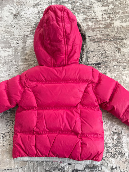 Tommy Hilfiger Size 18 m pink puff jacket with faux fur , Kids 24 Month (18-24M)