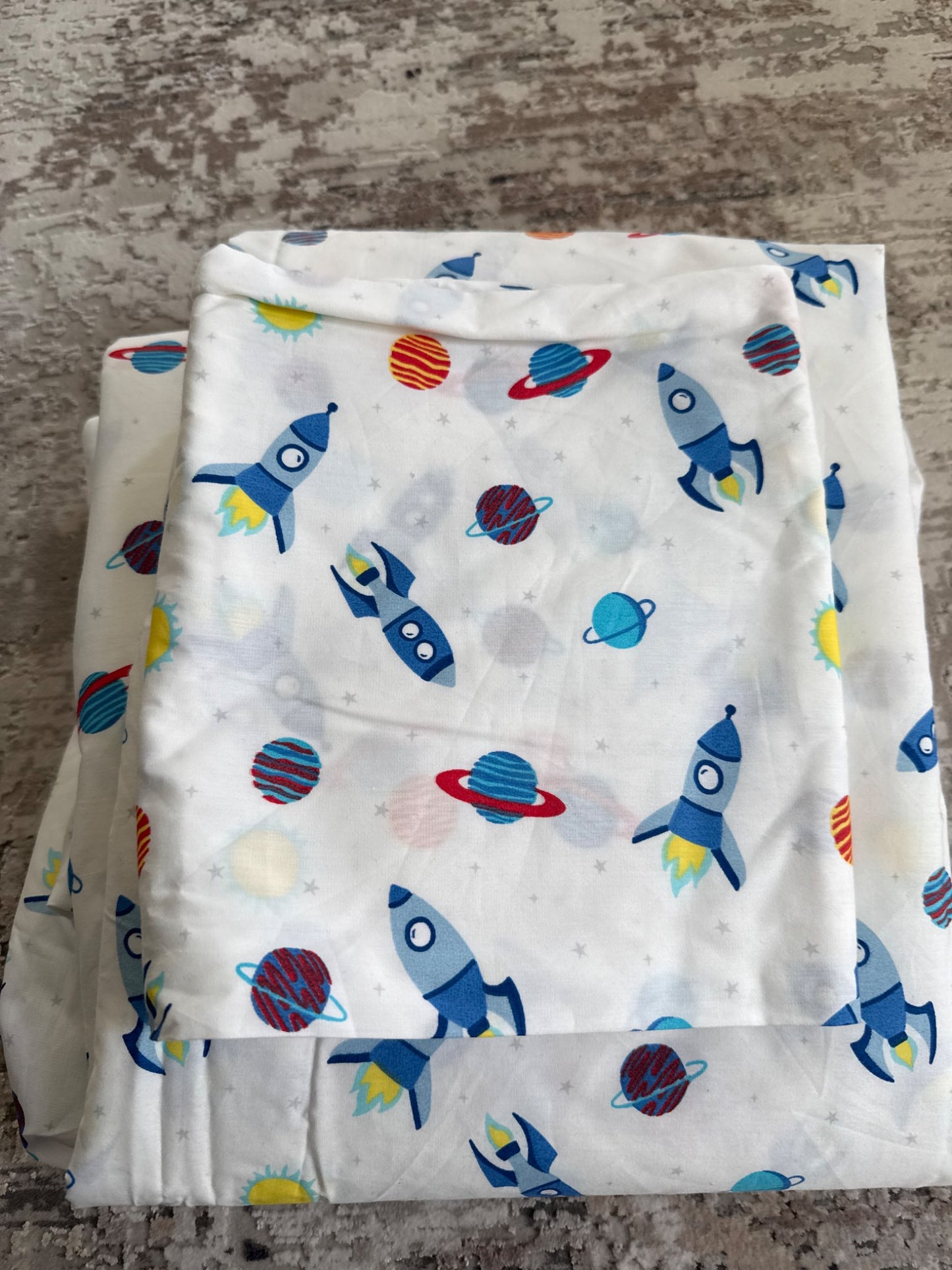 4 pieces bed sheet 100% rocket & planet size full
