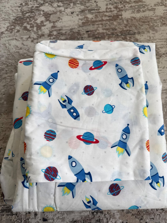 4 pieces bed sheet 100% rocket & planet size full