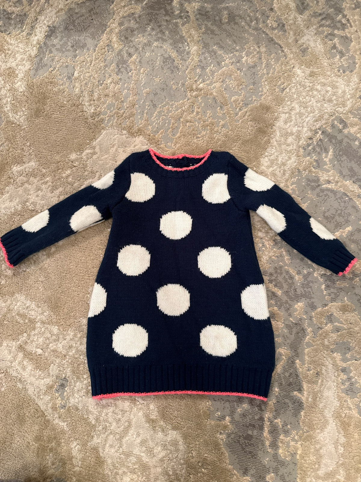 Gymboree size12-18m navy sweater dress with white dots , Kids 18 Month (12-18M)