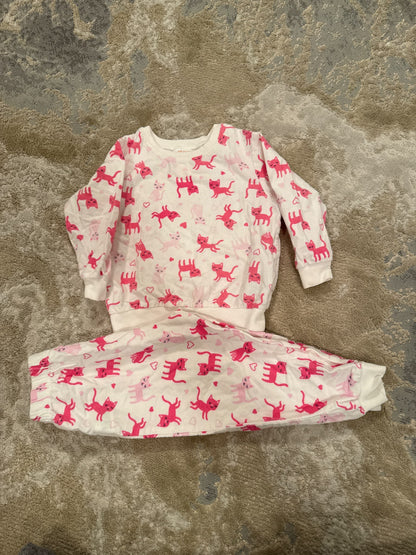 Joe fresh size 2 white & pink cats long sleeve pj, Kids 2T