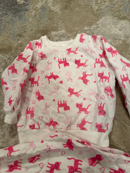 Joe fresh size 2 white & pink cats long sleeve pj, Kids 2T