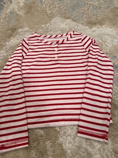 Joe fresh size S (6) cane candy red, white & navy long sleeve pjs, Kids 6/6X