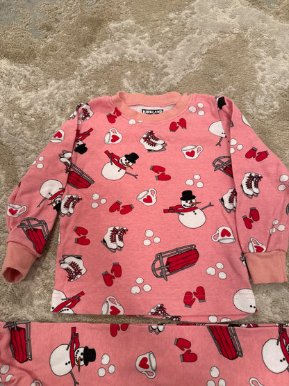 Kirkland size 3 snowman pink long sleeve PJ, Kids 3T