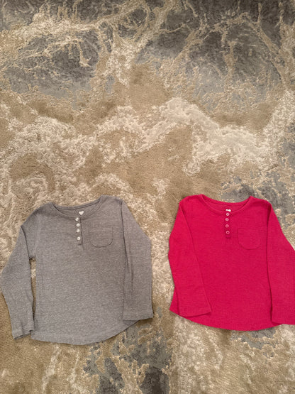 Joe fresh size 3 pink& gray long sleeve shirts, Kids 3T