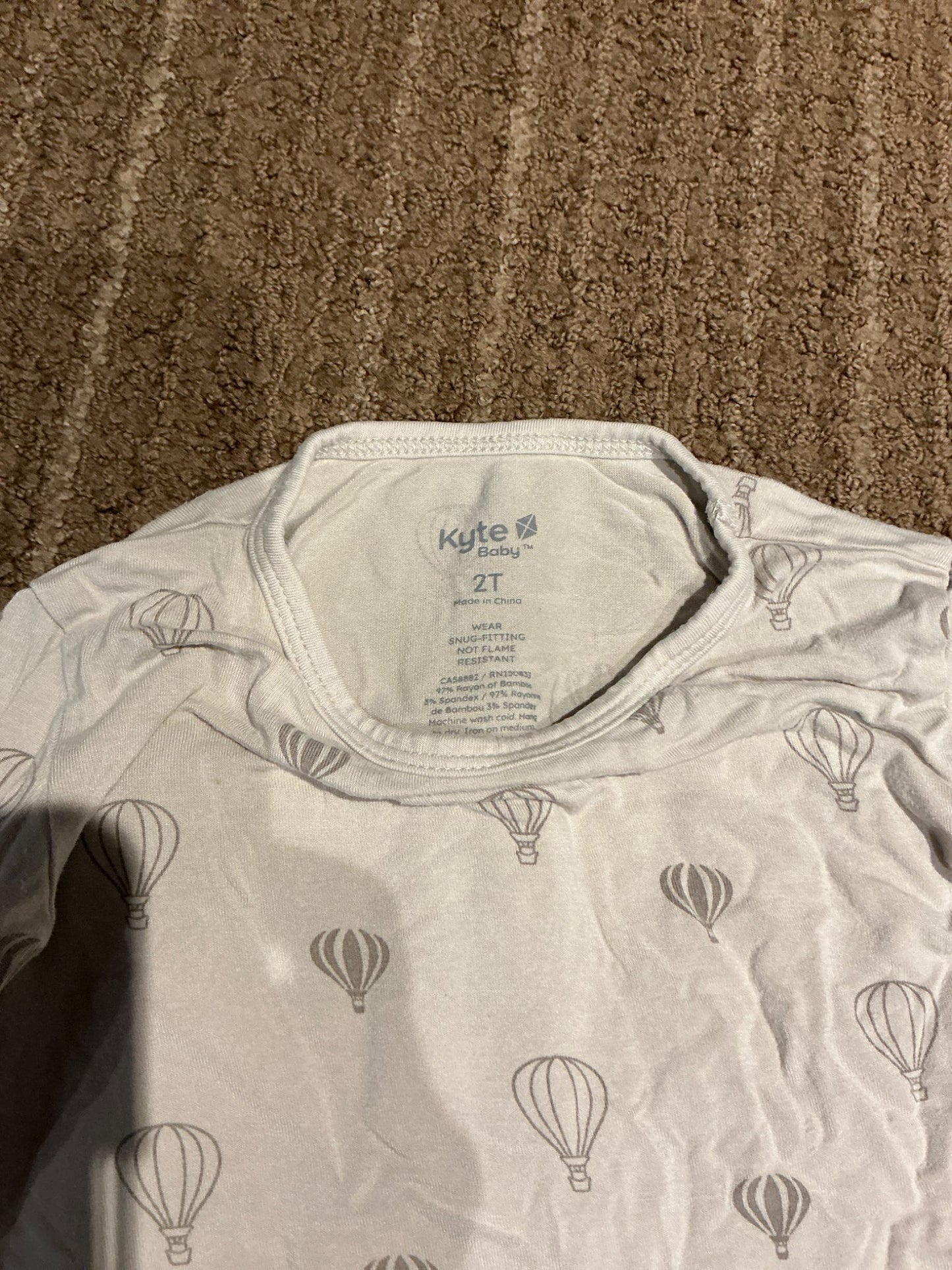 Kyte bamboo pajamas 2T, hot air balloons , Kids 2T