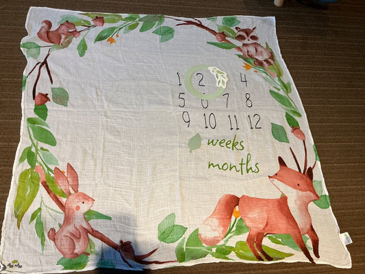 Baby Milestone blanket - Itzy Ritzy forest animals