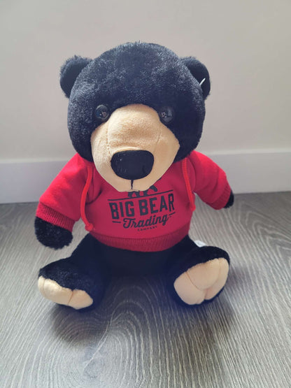Black Bear Stuffed Animal with Red Hoodie
