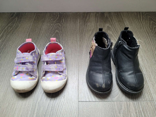George Purple Shoes & Black Fashion Boots, Shoes 6 (Walkers:12-24 mth)