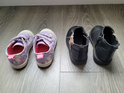 George Purple Shoes & Black Fashion Boots, Shoes 6 (Walkers:12-24 mth)