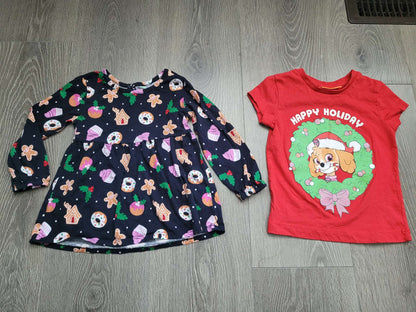 Toddler Girls' Bundle of 2 Holiday Shirts, Kids 3T