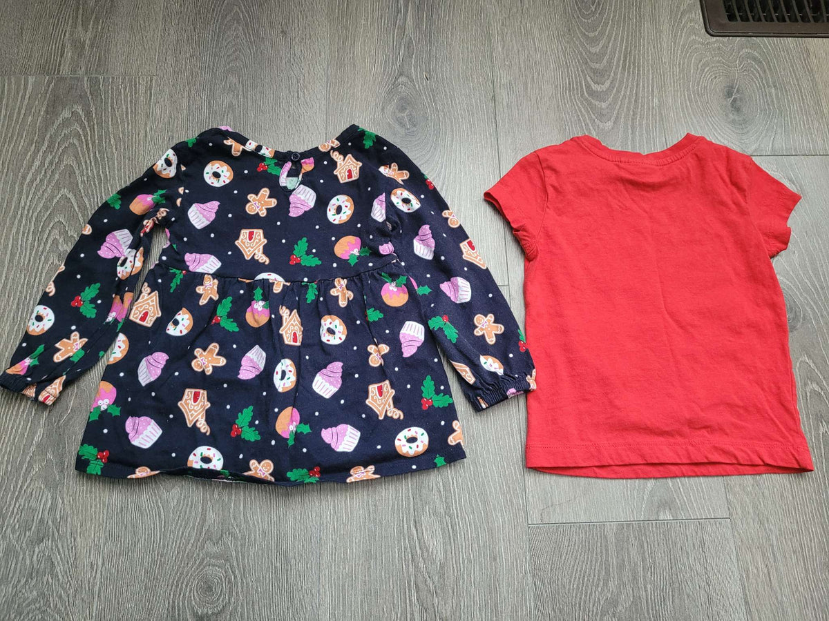 Toddler Girls' Bundle of 2 Holiday Shirts, Kids 3T