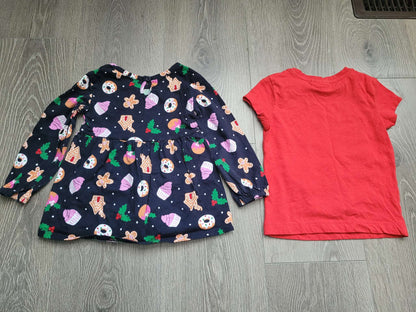 Toddler Girls' Bundle of 2 Holiday Shirts, Kids 3T