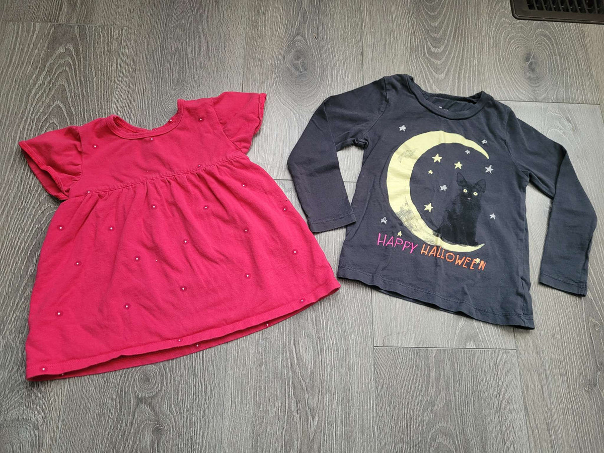 Toddler Girls' Bundle of 2 Shirts - Pink and Black, Kids 3T