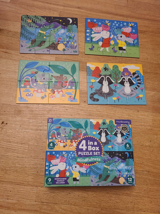 Mudpuppy 4 in a box puzzle set