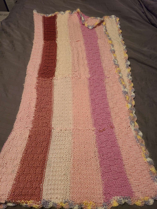 Homemade knitted baby blanket