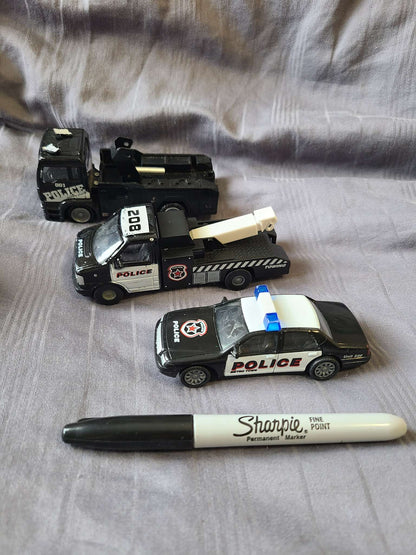 Fire and police cars