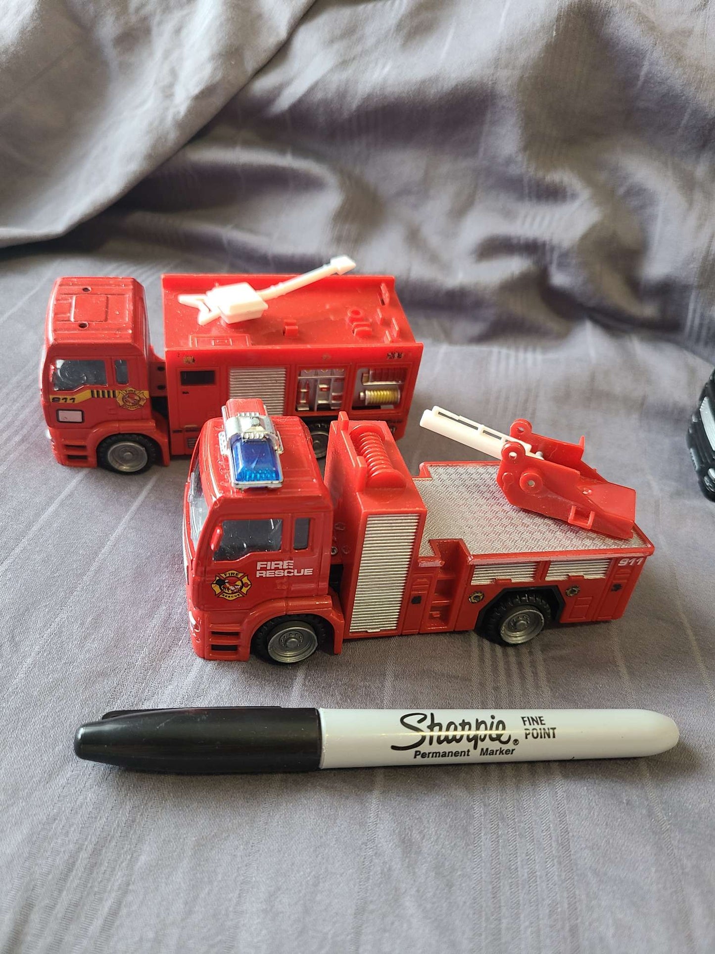 Fire and police cars