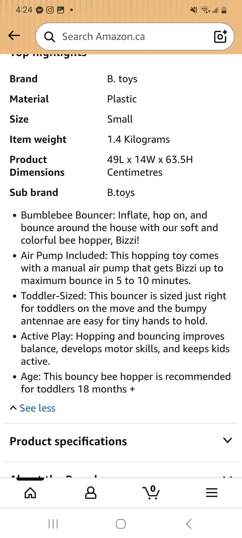 B toys ride on inflatable bee with pump retail 30