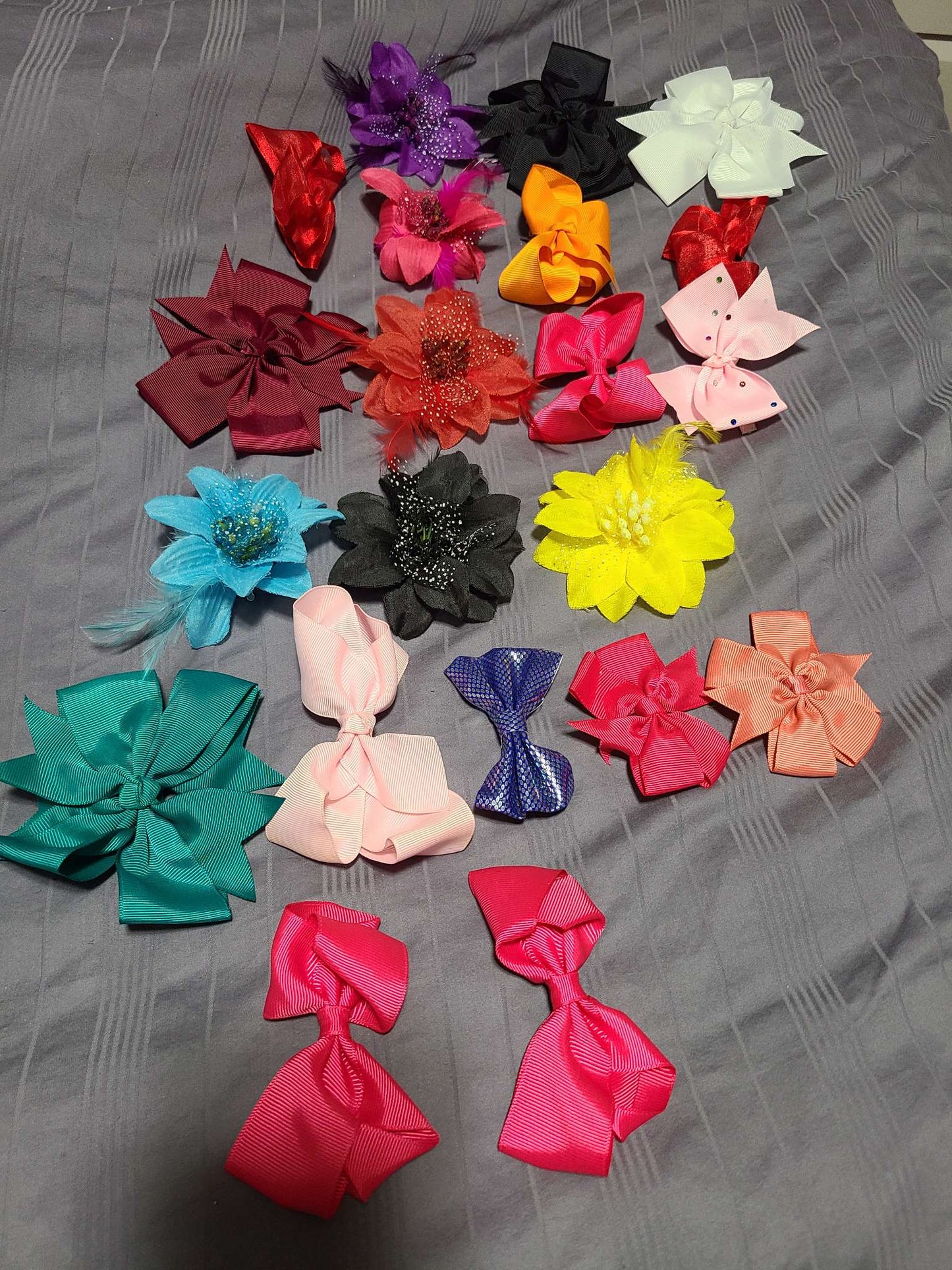 Flower and bow hair clip accessories