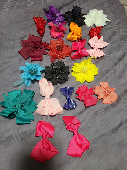 Flower and bow hair clip accessories