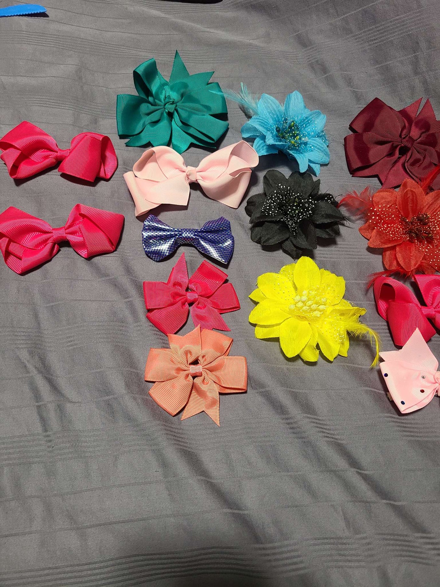 Flower and bow hair clip accessories